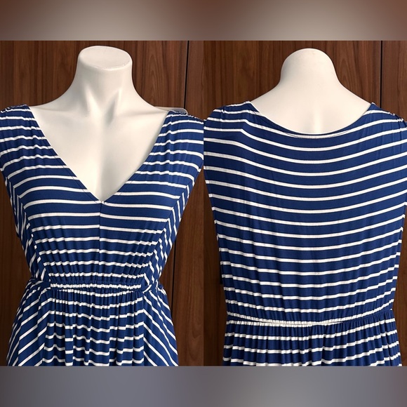 NWT. Isabel Maternity by Ingrid & Isabel Blue Striped Maxi Tank Dress Size XXL - Picture 4 of 13